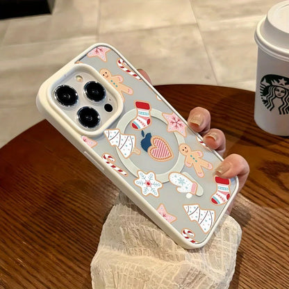 This Magnetic Case Compatible with iPhone 17 to 11 Pro Max/Plus Decorated with Gingerbread and Christmas Tree