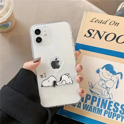 Cute Funny Snoopy Case For Iphone 15 Pro Max 11 14 13 12 Mini 6s 6 7 8 Plus X XS XR Cover Silicone Couqe Soft Transparent