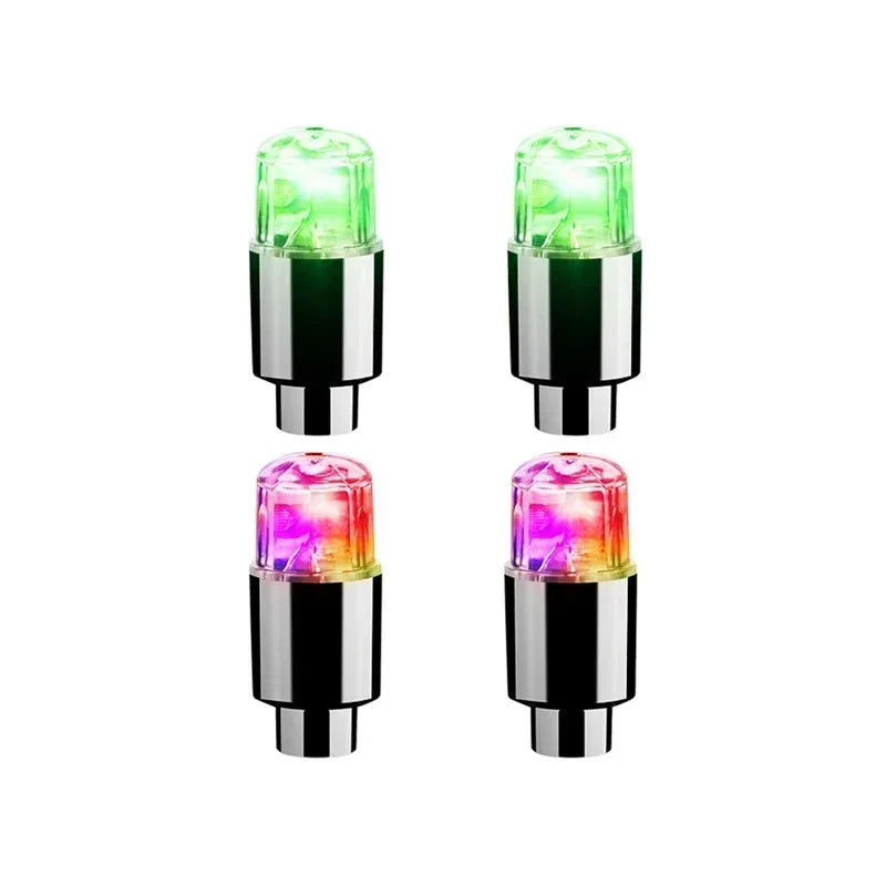 2/4/8Pcs Colorful LED Wheel Lights Car Tire Valve Caps Neon Light Universal Motorcycle Bicycle Valve Cover Auto Accessories