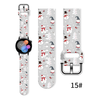 20mm Christmas 6 Strap for Samsung Galaxy Watch 7/6/5 40mm 44mm Band Replaceable Bracelet for Xiaomi Huawei Amazfit Watchband