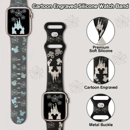 Engraved Floral Straps For Apple Watch band 44mm 49mm 45mm 41mm 40mm 38mm correa Bracelet iWatch Series ultra 2 9/8/7/6/3/SE/10