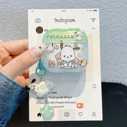 Cute Cartoon Sanrio Pochacco Earphone Case For Airpods 1 2 3 4 Pro 2 Wireless Bluetooth Headset Protective Cover With Pendant