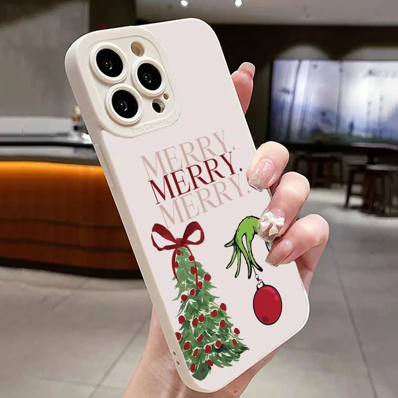 Christmas Tree Pattern Soft Phone Case For iPhone 17 16 15 Pro Max 14 13 12 11 XS X XR 7 8 Plus 16E Air Shockproof Bumper Cover