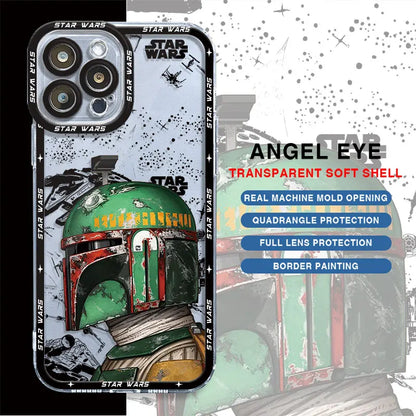 Stars Anime Wars Phone Case for iPhone 7 8 XR 13 Mini 11 12 Pro XS Max 14 Pro Max SE 15 Plus Shell TPU Cover Transparent Soft