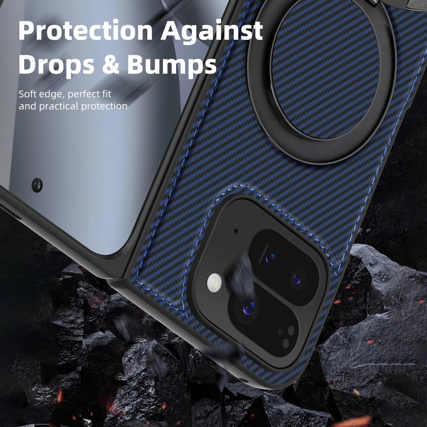 For Google Pixel 10 Pro Fold/Pixel 9 Pro Fold Kevlar 360 Rotating Magnetic Ring Wireless Charging Phone Case Protective Cover