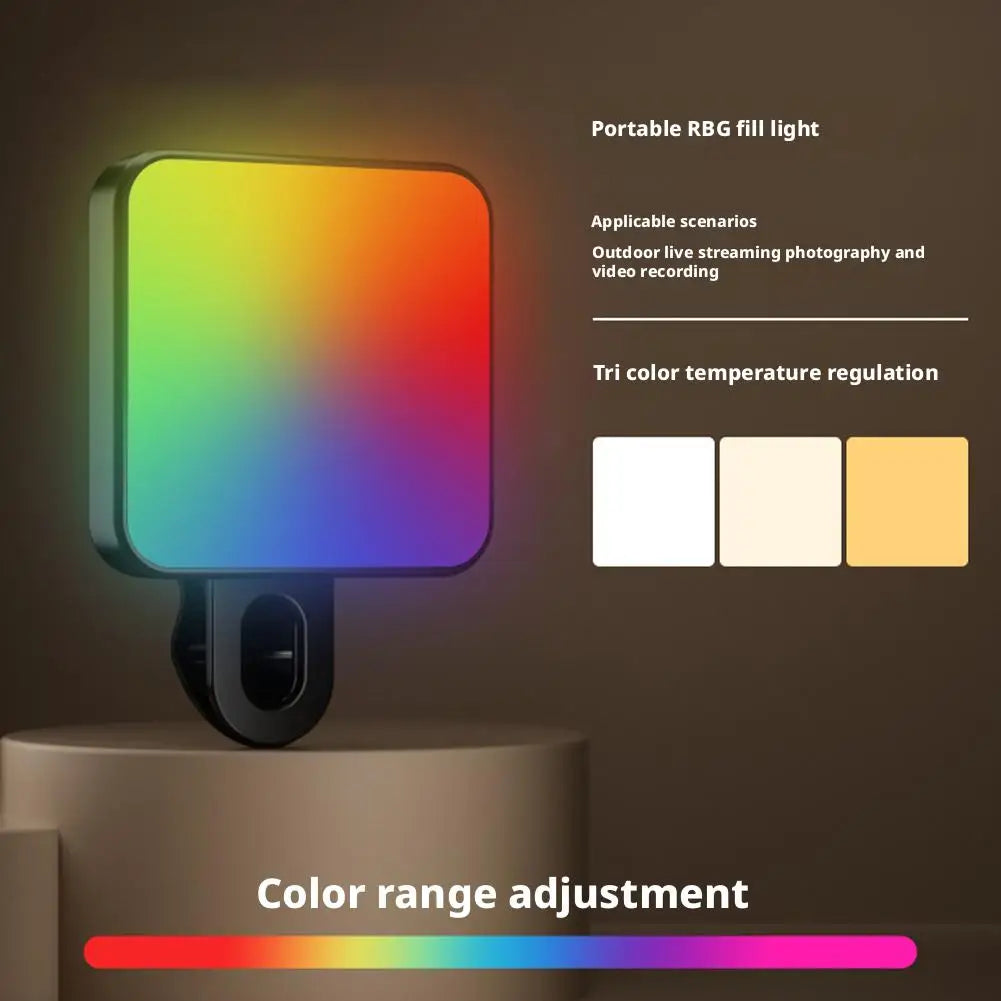 RGB Clip-On Selfie Ring Light with 3 Color Temperatures, Portable Makeup Lighting for Live Streaming, Photography, Video Calls