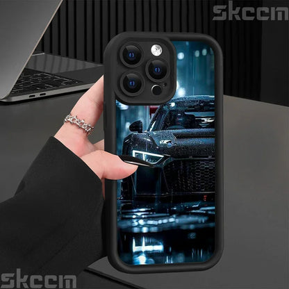 Fashions Car Pattern Silicone Phone Case For iPhone 16 Pro Max 15 14 11 12 13 7 8 16 Plus XS X XR Matte Shockproof Soft Cover
