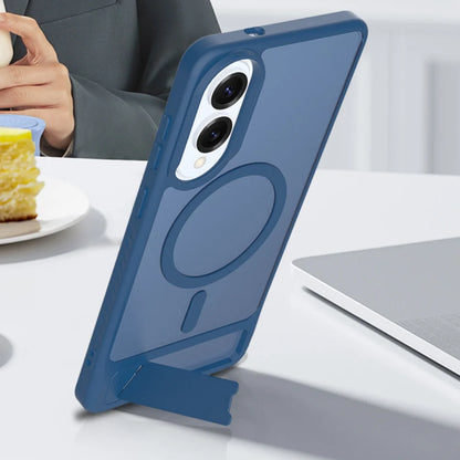 Shockproof Magnetic Stand Armor Phone Case For Samsung Galaxy S25 Edge S24 S23 Plus Ultra Transparent For Magsafe Hard Cover