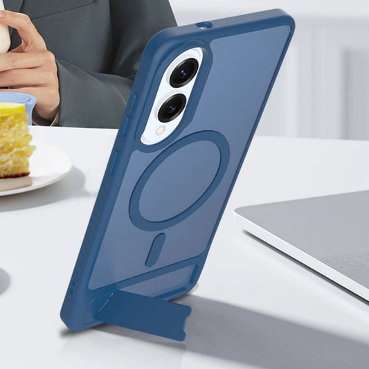 Shockproof Magnetic Stand Armor Phone Case For Samsung Galaxy S25 Edge S24 S23 Plus Ultra Transparent For Magsafe Hard Cover