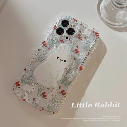 Phone Case For Samsung Note 20 Ultra 10 Plus S22 S23 S21 S20 FE S24 Ultra M13 M23 M53 M33 A50 A30S Cute Rabbit Grip Holder Cover