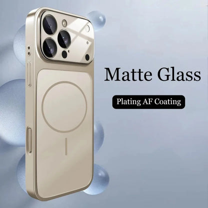Glass Nano Matte Case For iPhone 17 Pro Max 17Air 17Pro 16 15 14 13 Pro Max Cover Magnetic Wireless Charge Armor Funda