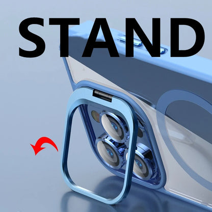 Fashion Magnetic Stand Case for iPhone 16 15 14 Plus 13 12 11 Pro Max Case for Magsafe Wireless Charge With Lens Protector Cover