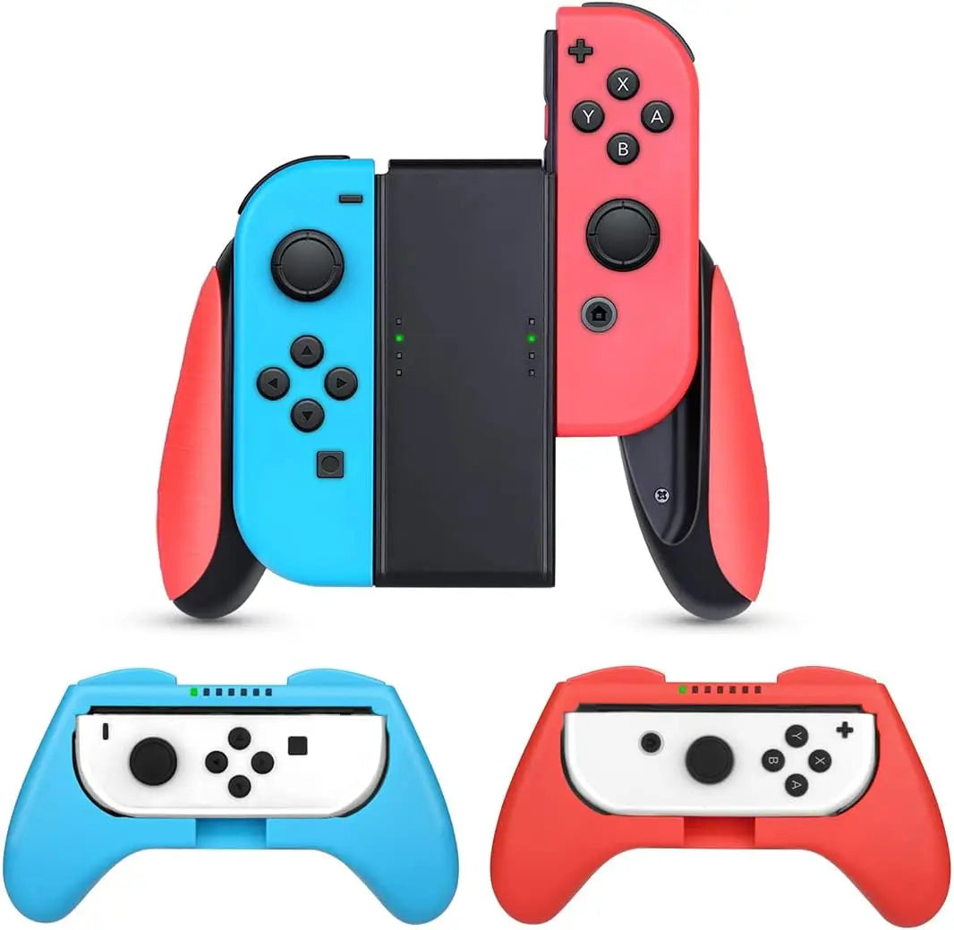 Compatible with Nintendo Switch/Switch OLED Joy-Con, 3 in 1 Wear Resistant Game Switch Controller Handle Case Kit