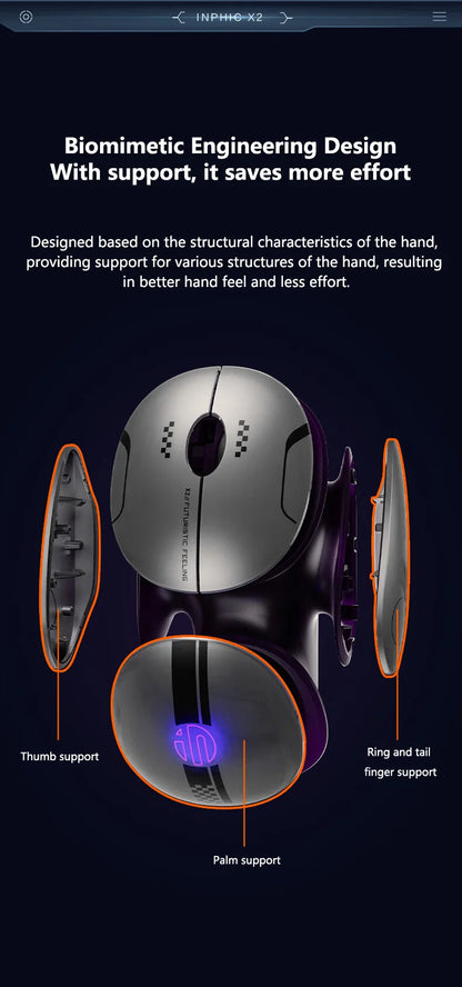 Inphic X2 Silent Bluetooth Mouse Metal Base Rechargeable Wireless Gaming Mouse For Computer Laptop Office Game