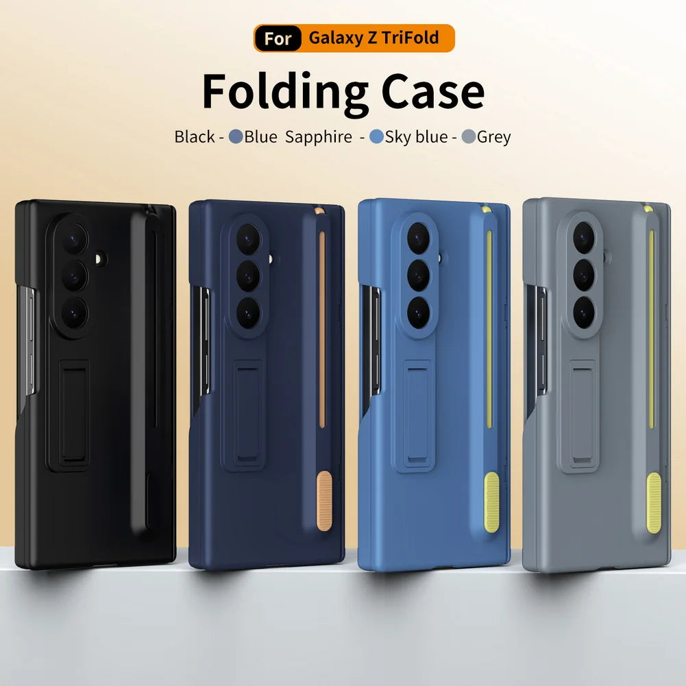 Pen Slot with Pen Hinge Folding Stand Holder Tempered Glass Front Case For Samsung Galaxy Z TriFold with Hinge Cover