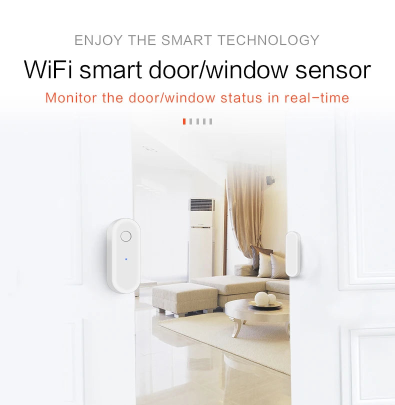 Smart Home Tuya WiFi Door Sensor Open Close Window Detector Security Alarm With Alexa Google APP Remote Control Notification
