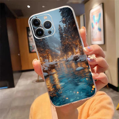 Winter Christmas Snowflake Phone Case Carcasa Funda For iPhone 17 Pro Max Air 17 16 15 14 13 Pro Max 15 16 Pro 16E Case