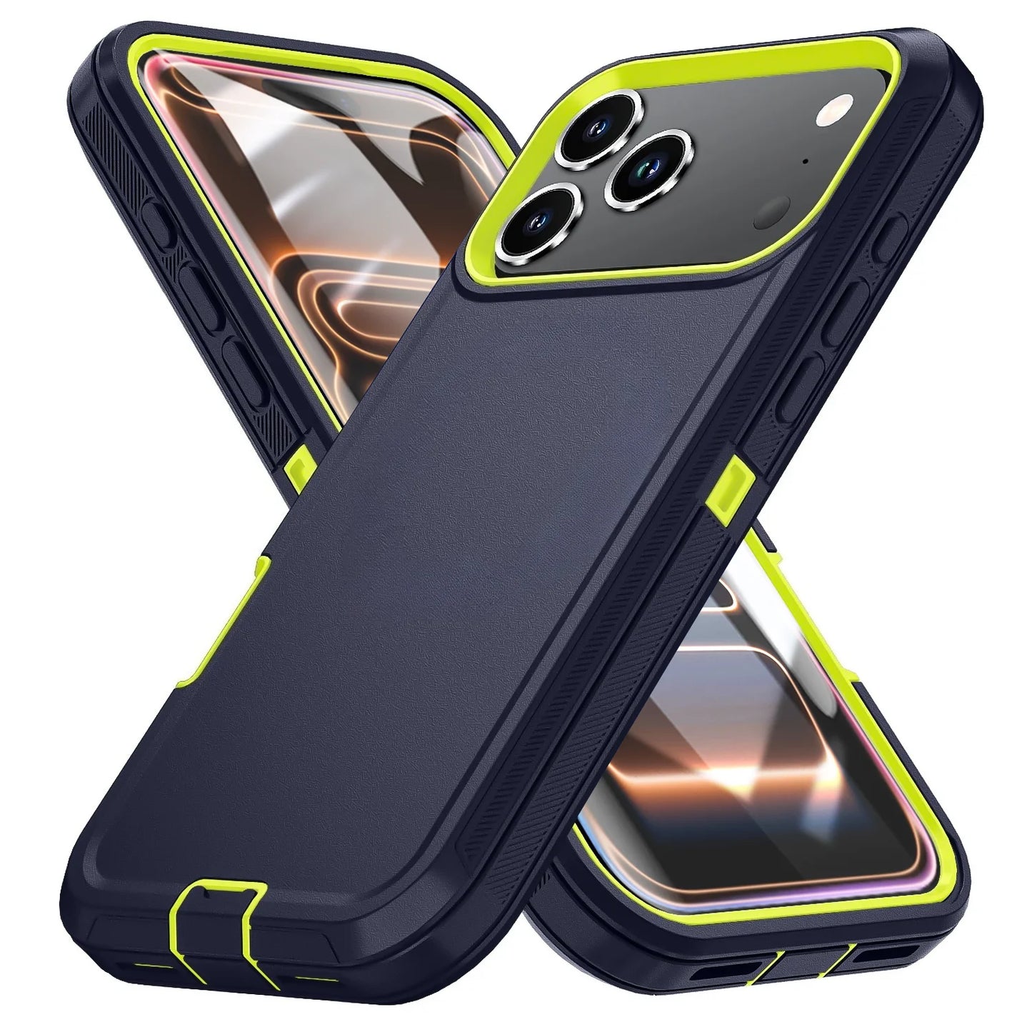 Shockproof Armor Defender Phone Case For iPhone 17 16 Pro Max 13 12 Mini 15 14 Plus 16E 17 Air Hard PC+TPU Stand Protector Cover