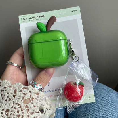 Translucent Red Green Apple Earphone Case for AirPods 1 or 2 3 4 Pro 2 3 Air Pods AirPod Pro2 Pro3 Soft Imd Cute Cover Pendant