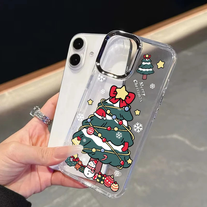 Cute Christmas Santa Claus Tree Elk Phone Case For IPhone 11 12 Pro Max X XS MAX XR 6 6S 7 8 Plus 17 Air 16 15 Casing Soft Cover