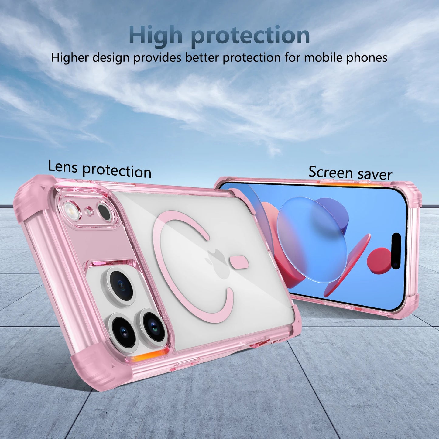 New Armor Shockproof Magnetic Wireless Charging Transparent Case For iPhone 17 16 14 13 12 15 Pro Max Plus 17Air Magsafe Cover
