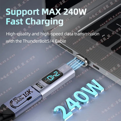 PD 240W Magnetic USB C Adapter Fast Charging Type C to USB C USB4 Connector 80Gbps 16K60Hz for Thunderbolt 5 4 iPhone 16 Macbook