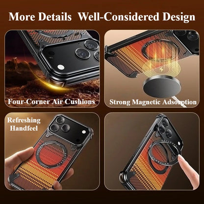 Oatsbasf Phone Case for iPhone 17 Pro/Pro Max/17 Air with Kickstand 360°Rotatable Magnetic Shockproof Carbon Fiber Texture Cover
