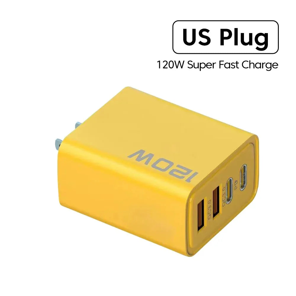 Total 120W USB Type C Charger 4 Port Fast Charging USB Phone Charger Adapter For iPhone Samsung Xiaomi Quick Charge Wall Charger