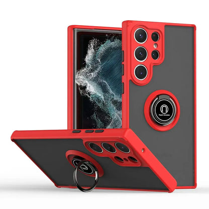 Armor Matte Case For Samsung S25 S24 S23 S22 S21 S20 Note 20 Ultra Plus S25edge S24FE S23FE Magnetic Ring Stand Shockproof Cover
