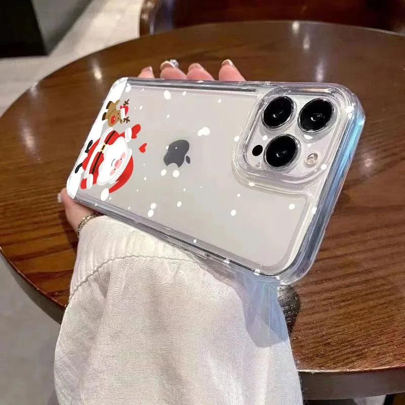 For iPhone 17 16 15 14 13 12 11 Pro Max Case Christmas Snowy Santa Claus Reindeer Cover For iPhone 16 15 14 Plus 16E 17 Air Case