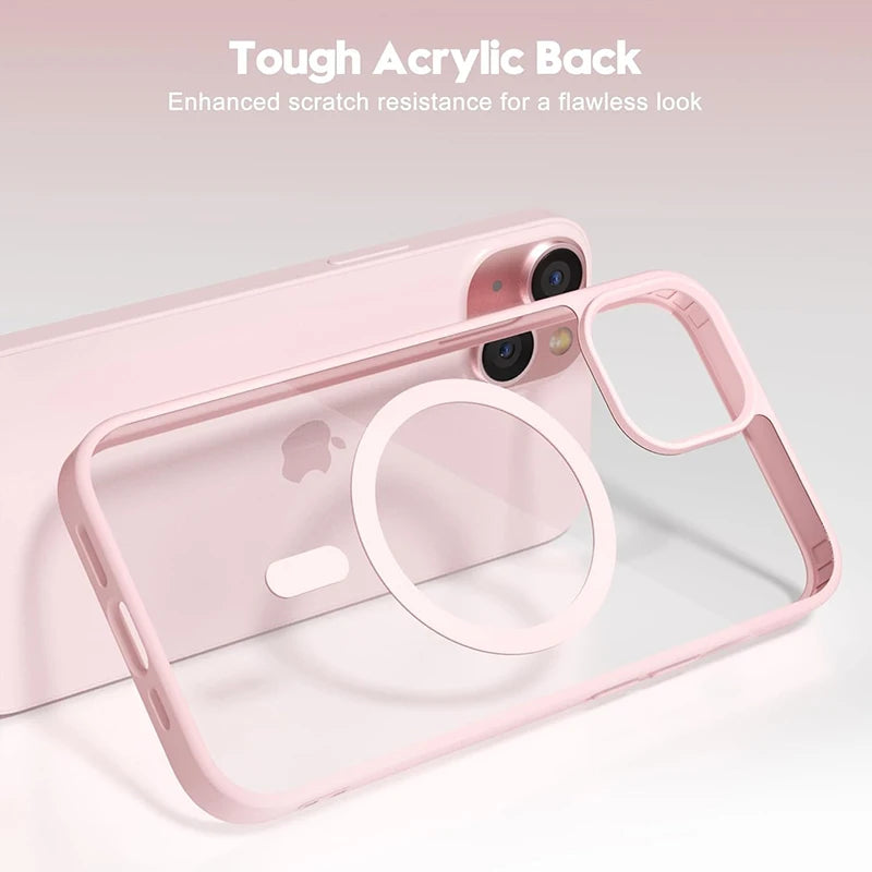 Luxury Strong Magnetic Magsafe Hard Case for iPhone 16 15 14 13 12 11 Pro Max Plus Transparent Matte Slim Shockproof Cover