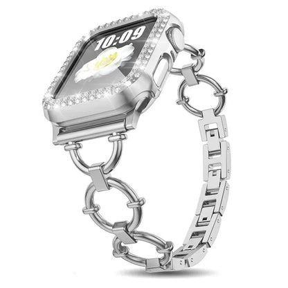 Metal Chain Strap for Apple Watch Series 9 8 7 6 SE 5 3 45/44/42/41mm Fashion Round Loop Bracelet IWatch Ultra 2 49mm 40mm 38mm