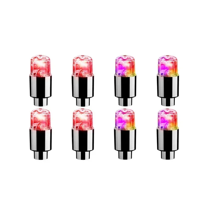 2/4/8Pcs Colorful LED Wheel Lights Car Tire Valve Caps Neon Light Universal Motorcycle Bicycle Valve Cover Auto Accessories