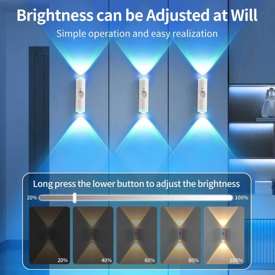 LED Cabinet Lights Motion Sensor Ambient Light Magnetic RGB Rechargeable Wall Sunset Lamp Hallway Stairs Kitchen Night Light