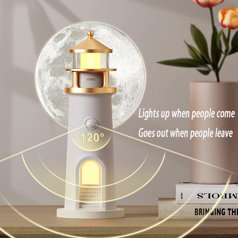Moon Lamp Projection Lighthouse Lamps Night Light Remote Control Bluetooth Music Motion Sensor Ambient Lights Xmas Birthday Gift