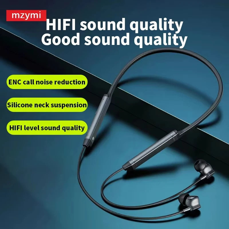 MZYMI BS09 Neckband Earbuds Wireless Bluetooth5.3 Noise Reduction Headphones HiFi Stereo Earphones Waterproof Headset With Mic