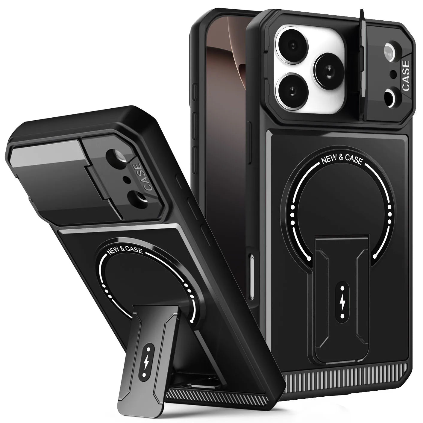 Military Armor Flip Camera Protect Phone Case For iPhone 17 12 13 16 Pro Max 14 15 Plus 16E 17 Air For Magnetic Fold Stand Cover