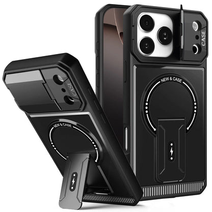 Military Armor Flip Camera Protect Phone Case For iPhone 17 12 13 16 Pro Max 14 15 Plus 16E 17 Air For Magnetic Fold Stand Cover