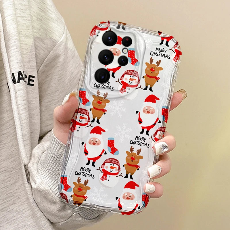 New Christmas Santa Claus Phone Case For Samsung Galaxy S25 S24 S23 S22 Ultra Plus S21 FE A73 A72 A55 A54 TPU Anti-Scratch Cover