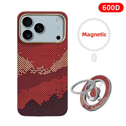 For iPhone 17 pro max case carbon 600d kevlar aramid fiber magsafe fabric thin hard 17 Air cover magnetic balck Slim light red