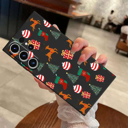 Creative Christmas Element Fashion Case for Samsung Galaxy S25 Edge S21 FE S24 Plus S23 Ultra S20 Black Soft Phone Cover