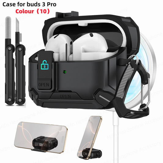 2025 New for Galaxy Buds 3 Pro Fudas Samsung Magnetic Lock Case With Phone-Stand Design Compatible with Magsafe Buds3 Buzz 3 pro