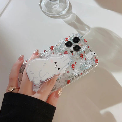 Phone Case For Samsung Note 20 Ultra 10 Plus S22 S23 S21 S20 FE S24 Ultra M13 M23 M53 M33 A50 A30S Cute Rabbit Grip Holder Cover