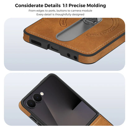 Luxury Invisible Fold Stand Magnetic Leather Phone Case For Samsung Z Flip 7 FE 6 5 4 3 5G For Magsafe Wireless Charging Cover