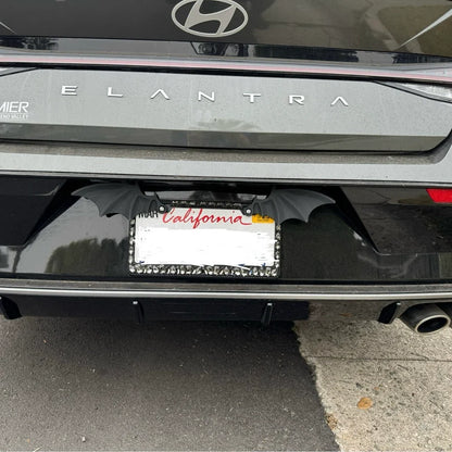 Black Batwing Car License Plate Covers & Frames Decoration - Durable Plastic, Ideal Gift for Horror Vampire Theme Lovers