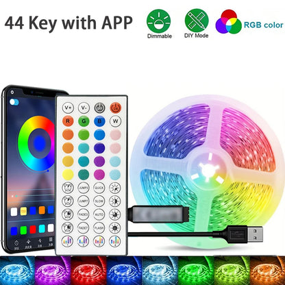 Led Strip Lights 44Keys APP  Music Sync Remote Control USB 5V 1M-40M RGB Flexible Tape for Room Decoration TV Backlight Diode