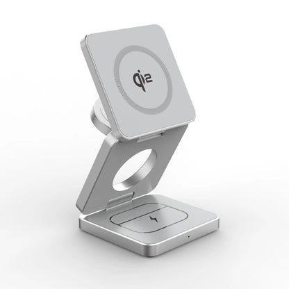 Qi2 3 in 1 15W Magnetic Wireless Charger for Iphone 16 15 14 13 Fast Charging Folding for Apple Watch Airpods Wireless Charger