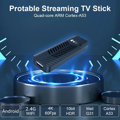 Mini TV Stick 4K Android TV TVR3-S WIith Cortex A53 Wifi 2.4G HDR10 YouTube Remote Control Home Theater Android TV Stick Box