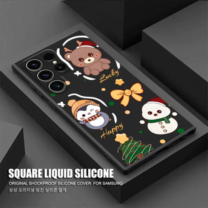 Cute Christmas Elk Snowman Phone Case For Samsung Galaxy S25 FE Cases S25 S24 S23 S21 Ultra S20 S24 FE S22 Plus Note 20 10 Cover