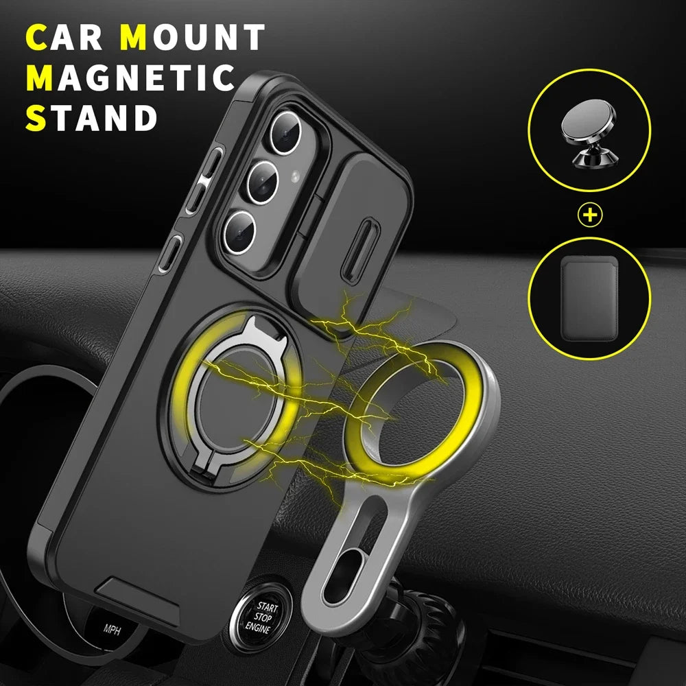 Case For Samsung Galaxy S25 S24 S23 S22 S21 Ultra Plus S25 Edge S25FE S24FE Slide Camera Protect Magnetic holder Armor Cover